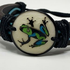 VEGAN Leather Tagua Nut FROG Bracelet